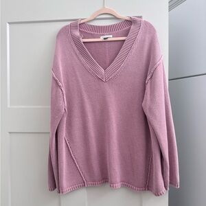 American Eagle Outfitters Pink V-Neck Sweater